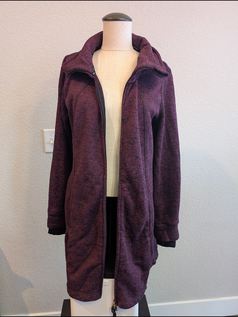 Kenneth Cole Women's XL Reaction Plum Heather Full-Zip Long Jacket